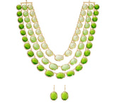 Bob Mackie Goldtone Triple-Strand Green Crystal Necklace and Earring Set